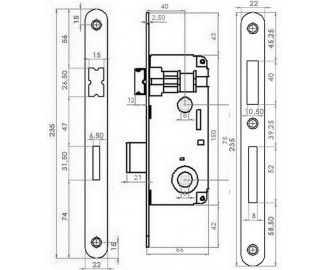 Kλειδαρίες για εσωτερικές πορτες 40 X 75 WC