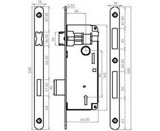 Κλειδαρίες για εσωτερικές πόρτες 40 X 90  Οβάλ 18mm